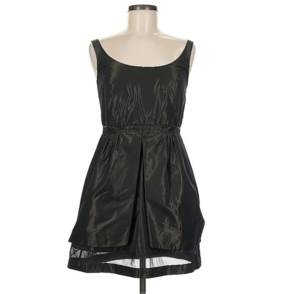 BCBGeneration Bronze Taffeta Sleeveless Mesh Hem Cocktail Dress 8 - Picture 2 of 9